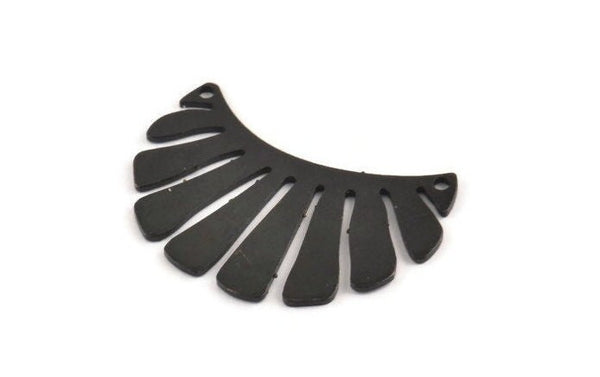 Black Fringed Pendant, 4 Oxidized Black Brass Fringed Charms With 2 Holes, Findings (30x17x0.80mm) D1384