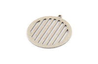 Silver Round Charm, 6 Antique Silver Plated Brass Round Charms With 1 Loop (27x25x0.60mm) D1389