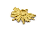 Brass Sun Charm, Raw Brass Sunshine Charm Earrings With 1 Loop, Pendants - Pad Size 6mm (23x32mm) N0726