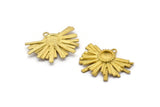 Brass Sun Charm, Raw Brass Sunshine Charm Earrings With 1 Loop, Pendants - Pad Size 6mm (23x32mm) N0726