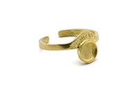 Brass Ring Settings, Raw Brass Adjustable Sunrise Rings - Pad Size 6mm N0738