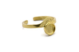 Brass Ring Settings, Raw Brass Adjustable Sunrise Rings - Pad Size 6mm N0738