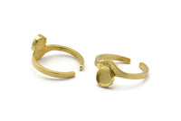 Brass Ring Settings, Raw Brass Adjustable Sunrise Rings - Pad Size 6mm N0738
