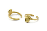 Brass Ring Settings, Raw Brass Adjustable Sunrise Rings - Pad Size 6mm N0738