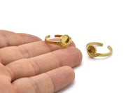 Brass Ring Settings, Raw Brass Adjustable Sunrise Rings - Pad Size 6mm N0738