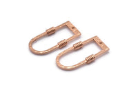 D Shape Rings, 2 Ros Gold Plated Brass Hammered Textured D Shape Connectors With 1 Hole, Rings  (29x15x1.3mm) BS 1874 Q0569