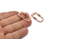 D Shape Rings, 2 Ros Gold Plated Brass Hammered Textured D Shape Connectors With 1 Hole, Rings  (29x15x1.3mm) BS 1874 Q0569