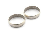 Silver Circle Connectors, 2 Antique Silver Plated Brass Circle Connectors (35x1.5x8mm) D1458
