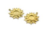 Brass Sunflower Charm, Raw Brass Flower Charms With 1 Loop, Pendants, Earrings (31x27mm) N0718