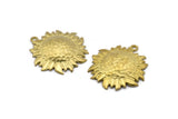 Brass Sunflower Charm, Raw Brass Flower Charms With 1 Loop, Pendants, Earrings (31x28mm) N0713