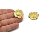 Brass Sunflower Charm, Raw Brass Flower Charms With 1 Loop, Pendants, Earrings (31x28mm) N0713