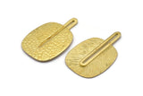 Raw Brass Charm, Raw Brass Textured Charms, Earrings (43x28x0.80mm) N0716