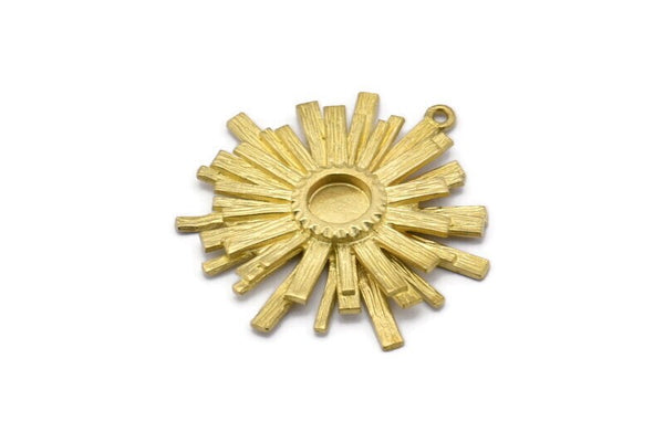 Brass Sun Charm, Raw Brass Sunshine Charms With 1 Loop, Pendants, Earrings (32x35mm) N0722