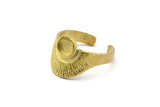 Brass Ring Settings, Raw Brass Adjustable Sunrise Rings - Pad Size 6mm N0734