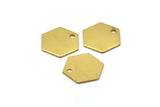 Brass Honeycomb Charm, 50 Raw Brass Hexagon Stamping Blank Tag Charms (12.5x0.60mm) A0906