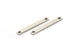 Antique Silver Tiny Bar, 24 Antique Silver Plated Brass Bars with 2 Holes (20x2x0.80mm) A0861 H0108
