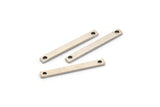 Antique Silver Tiny Bar, 24 Antique Silver Plated Brass Bars with 2 Holes (20x2x0.80mm) A0861 H0108