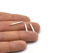 Antique Silver Tiny Bar, 24 Antique Silver Plated Brass Bars with 2 Holes (20x2x0.80mm) A0861 H0108
