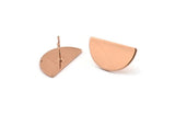 Semi Circle Earring, 2 Rose Gold Plated Brass Half Moon Stud Earrings (22x12x1mm) D1091 A1329 Q1003