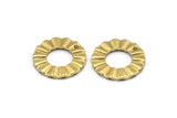 Brass Ring Charm, 12 Raw Brass Wavy Round Charm Earrings With 1 Hole, Findings (18x1mm) D889