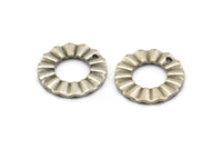 Silver Ring Charm, 8 Antique Silver Plated Brass Wavy Round Charm Earrings With 1 Hole, Findings (18x1mm) D889