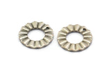 Silver Ring Charm, 8 Antique Silver Plated Brass Wavy Round Charm Earrings With 1 Hole, Findings (18x1mm) D889
