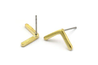 Earring Studs, 10 Raw Brass -  Geometric Stud Earrings - Brass Earrings - Earrings (16x8x1.5mm) N1419