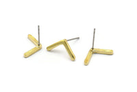 Earring Studs, 10 Raw Brass -  Geometric Stud Earrings - Brass Earrings - Earrings (16x8x1.5mm) N1419