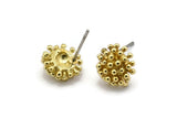 Brass Flower Earring, 8 Raw Brass Taraxacum Stud Earrings With 1 Loop (10mm) N1177