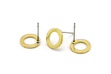 Brass Circle Earring, 10 Raw Brass Circle Stud Earrings (10x0.90mm) D1570 A1383