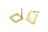 Brass Square Earring, 12 Raw Brass Square Stud Earrings (10x0.80mm) Y115 A1816