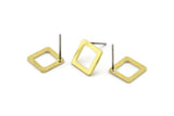 Brass Square Earring, 12 Raw Brass Square Stud Earrings (10x0.80mm) Y115 A1816
