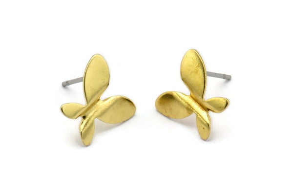Brass Butterfly Earring, 12 Raw Brass Butterfly Stud Earrings (10mm) BS 1278 A2179