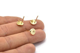 Gold Round Earring, 4 Gold Plated Brass Round Earring Studs, With 1 Loop (8mm) N1168