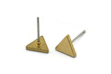 Brass Triangle Earring, 12 Raw Brass Triangle Stud Earrings (8mm) D1465