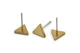 Brass Triangle Earring, 12 Raw Brass Triangle Stud Earrings (8mm) D1465