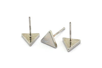 Silver Triangle Earring, 10 Silver Tone Brass Triangle Stud Earrings (8mm) D1465