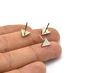 Silver Triangle Earring, 10 Silver Tone Brass Triangle Stud Earrings (8mm) D1465