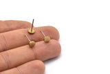 Brass Round Earring, 12 Raw Brass Round Stud Earrings (6mm) D1451
