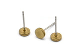 Brass Round Earring, 12 Raw Brass Round Stud Earrings (6mm) D1451