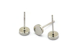 Silver Round Earring, 8 Silver Tone Brass Round Stud Earrings (6mm) D1451
