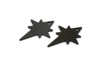 Black Pole Star Charm, 10 Oxidized Black Brass, Black Charms, Black Pole Star Charms With 1 Hole (20x15x0.80mm) M02481