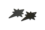 Black Pole Star Charm, 10 Oxidized Black Brass, Black Charms, Black Pole Star Charms With 1 Hole (20x15x0.80mm) M02481