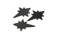 Black Pole Star Charm, 10 Oxidized Black Brass, Black Charms, Black Pole Star Charms With 1 Hole (20x15x0.80mm) M02481