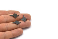 Black Pole Star Charm, 10 Oxidized Black Brass, Black Charms, Black Pole Star Charms With 1 Hole (20x15x0.80mm) M02481