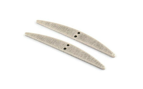 Silver Stick Charm, 8 Textured Antique Silver Plated Brass Stick Connectors With 2 Holes, Findings (43.5x5.5x1mm) D1536