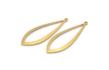 Brass Drop Charm, 24 Raw Brass Drop Charms With 1 Loop, Earrings, Pendants, Findings (37x13x1mm) D1541