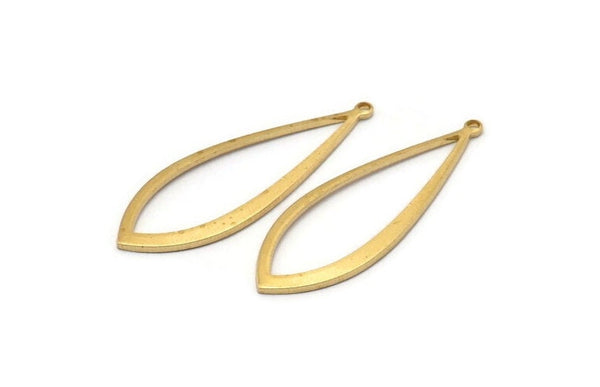 Brass Drop Charm, 24 Raw Brass Drop Charms With 1 Loop, Earrings, Pendants, Findings (37x13x1mm) D1541