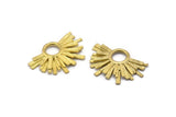 Brass Badge Charm, Raw Brass Rosette Charm Pendants, Earrings, Findings (32x21mm) N0756