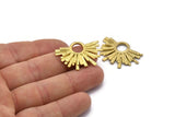 Brass Badge Charm, Raw Brass Rosette Charm Pendants, Earrings, Findings (32x21mm) N0756